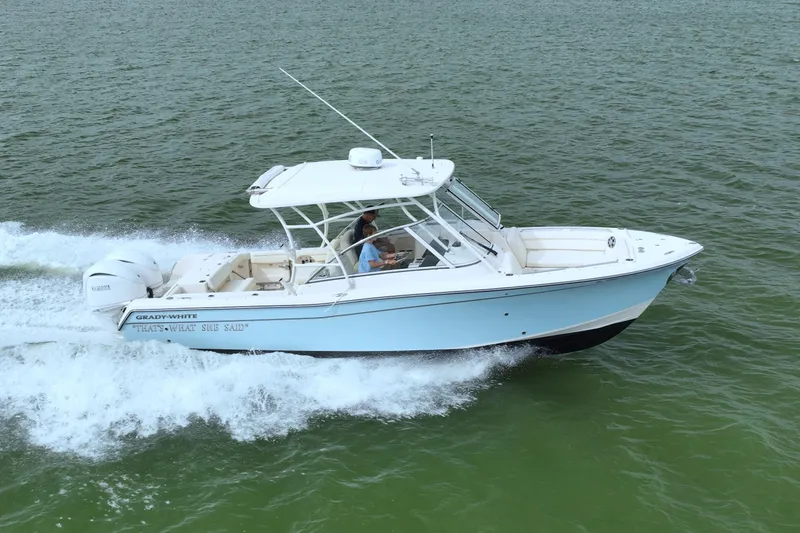 That's What She Said Yacht Photos Pics 2023 Grady-White Freedom 285 boat cruising on open water.