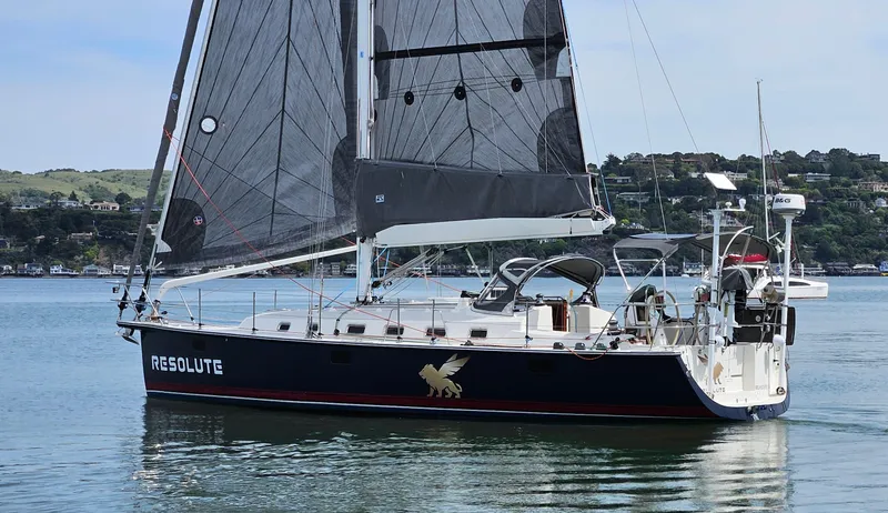 Resolute Yacht Photos Pics Sailing yacht "Resolute" on calm water, Blue Jacket 40 model, 2015.