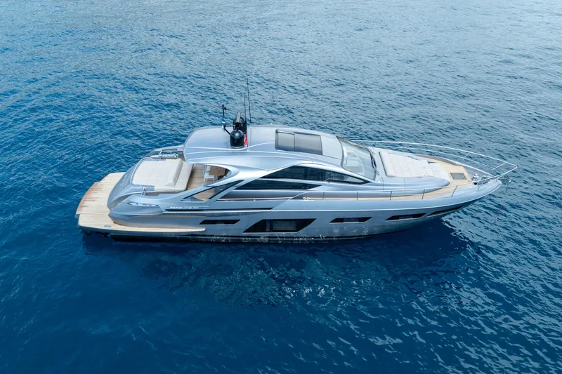 Ciao Yacht Photos Pics 2024 Pershing 7X yacht cruising on open blue sea.