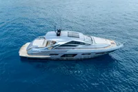 2024 Pershing 7X yacht cruising on open blue sea.