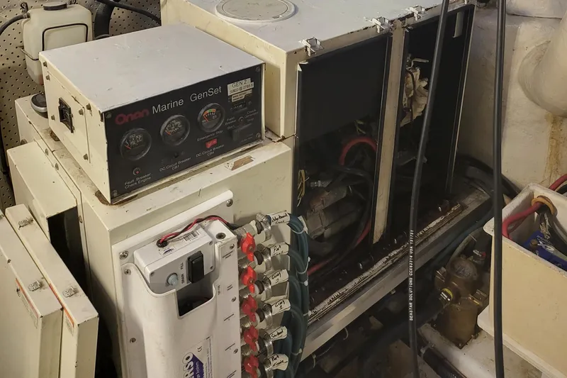  Yacht Photos Pics Engine room of 2000 Horizon 74 Motor Yacht with Onan Marine GenSet.