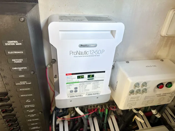 Wine Down Yacht Photos Pics ProNautic 12-50P marine battery charger in a 2012 Sea Ray 450 Sundancer yacht.