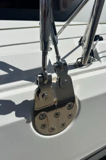 Rebel Yacht Photos Pics Close-up of Jeanneau Sun Fast 3300 yacht rigging detail, 2021 model.