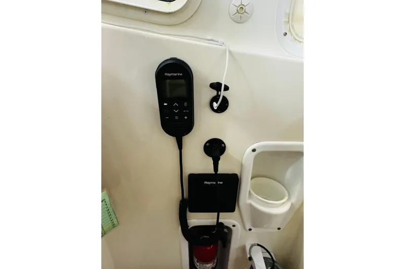 By The Way Yacht Photos Pics Raymarine equipment on 2015 MJM 36z Express boat interior wall.