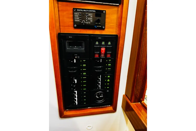 By The Way Yacht Photos Pics Control panel of 2015 MJM 36z Express boat with digital multi-control system.