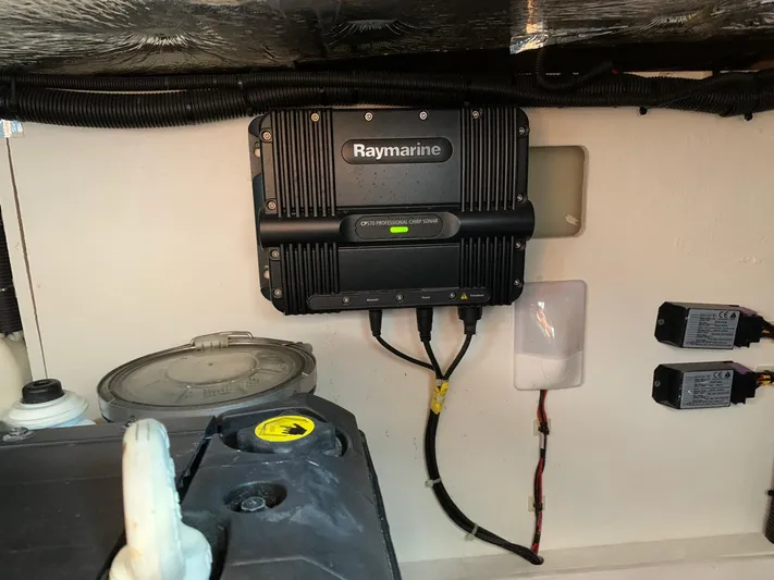  Yacht Photos Pics Raymarine equipment installed in a 2017 Fjord 42 Open boat's interior compartment.