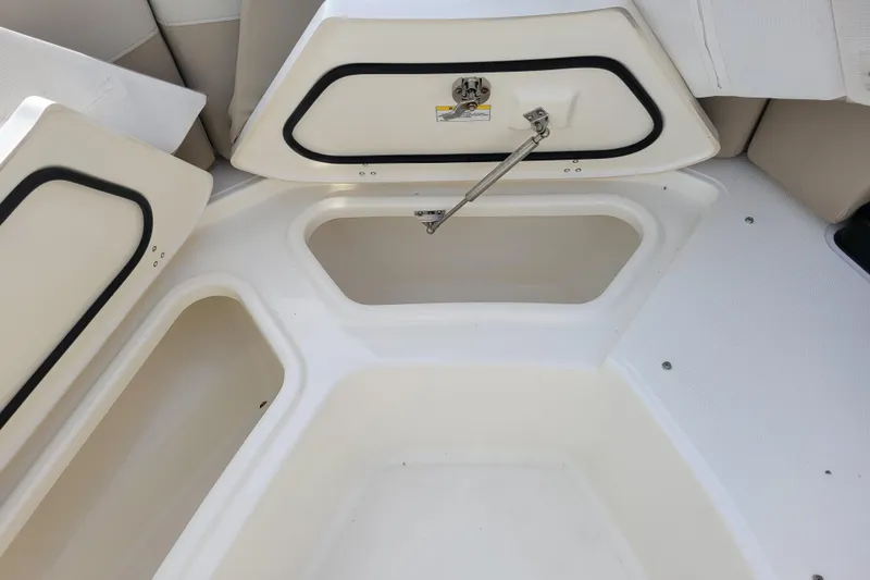 Yacht Photos Pics Open storage compartments on a 2023 Boston Whaler 280 Vantage boat.