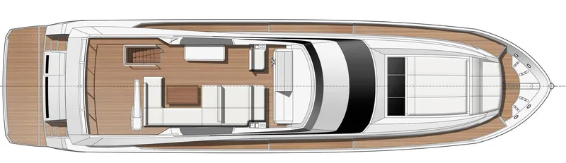  Yacht Photos Pics Top view layout of 2016 Prestige 750 yacht, showcasing spacious deck and seating areas.