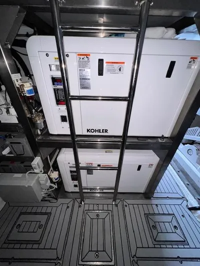  Yacht Photos Pics Engine room of 2016 Prestige 750 yacht with Kohler generators.