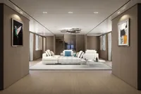 Luxurious modern living room with elegant decor, featuring a Tureddi X370, 2027 model.