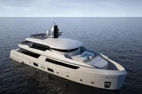 Luxurious Tureddi X370 yacht cruising on open sea, 2027 model.