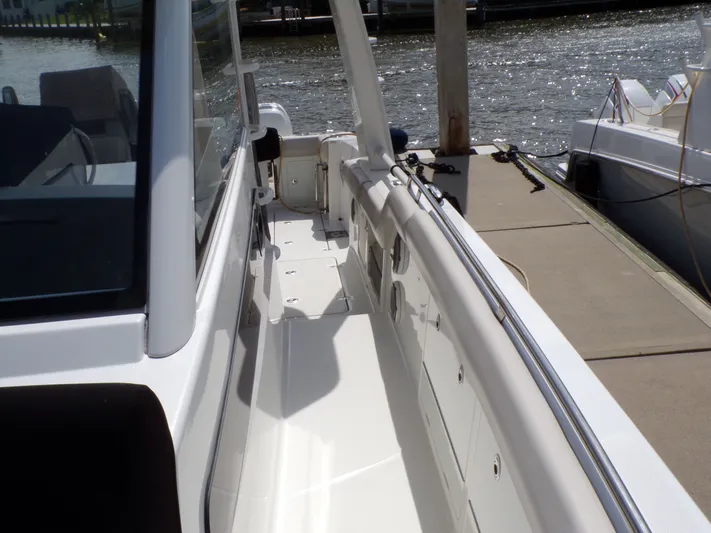  Yacht Photos Pics 2018 Boston Whaler 420 docked at marina.