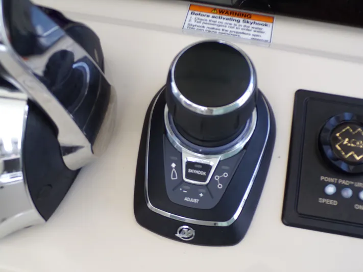  Yacht Photos Pics Control console of a 2018 Boston Whaler 420 boat.