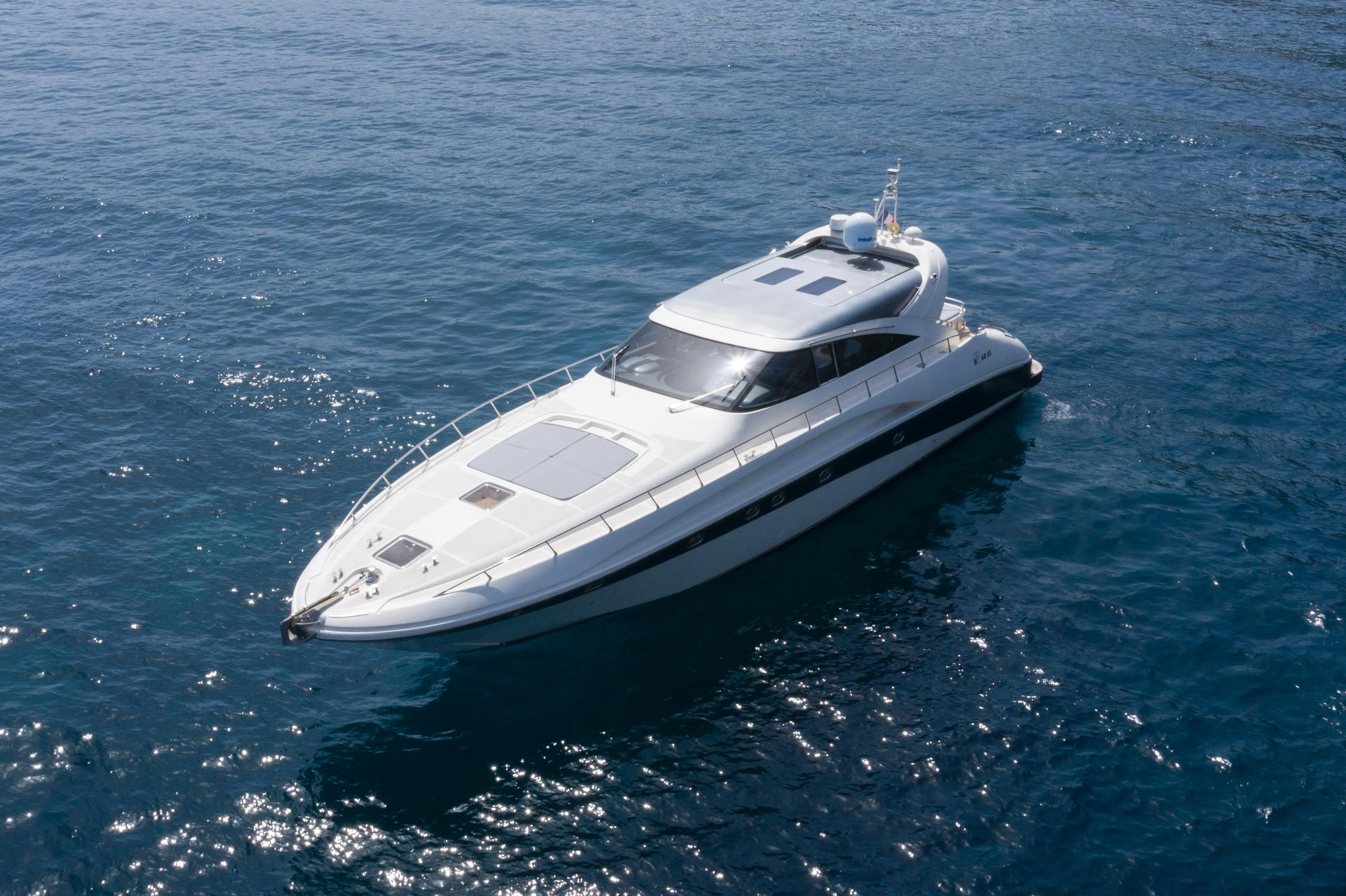 Luxury AB Yachts 68 from 2003 on open sea.