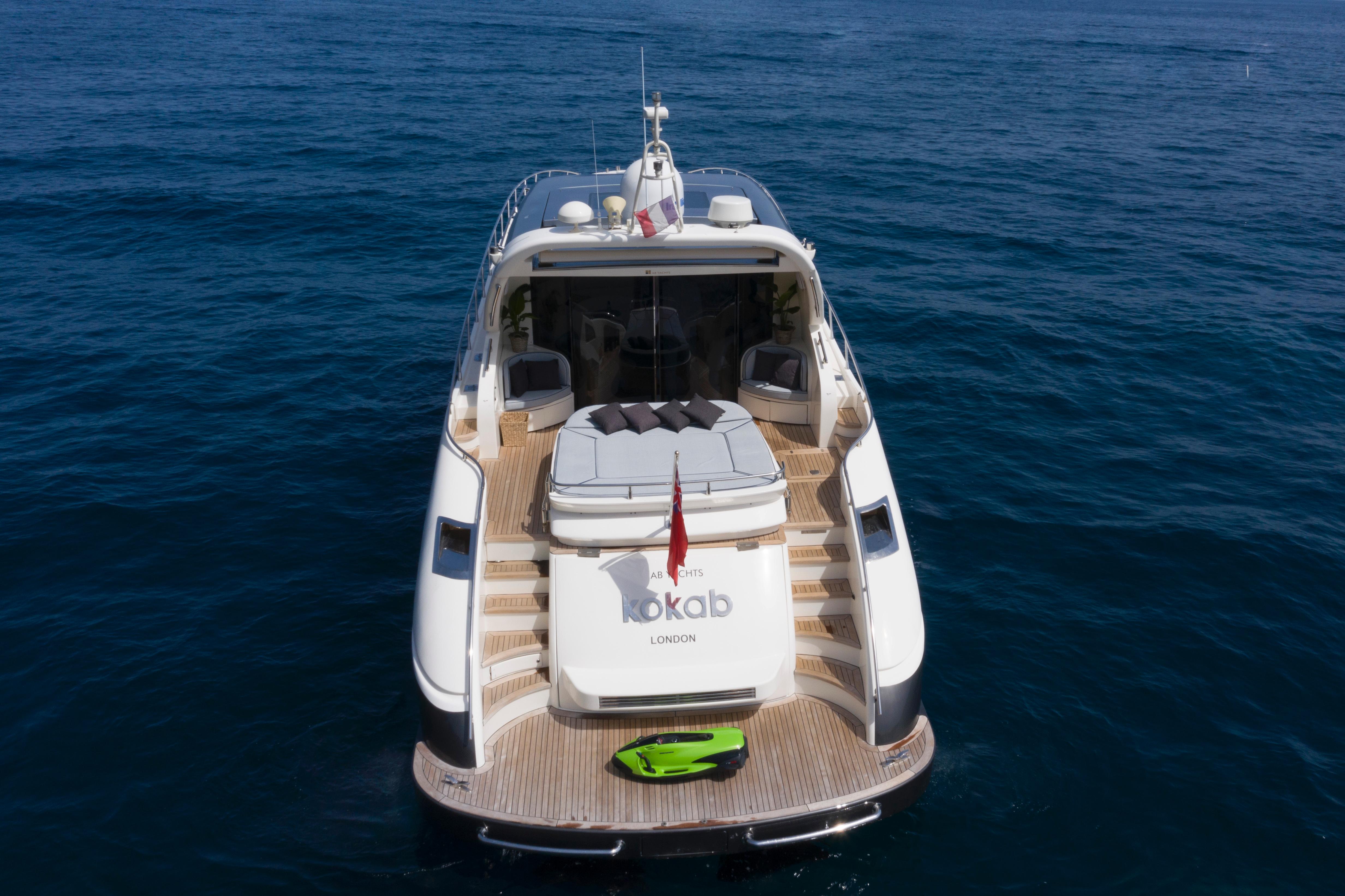 Luxury AB Yachts 68 from 2003 on open sea.