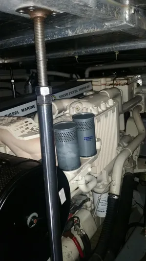 Trades Welcome Yacht Photos Pics Engine room of a 1999 Carver 530 Voyager Pilothouse yacht.