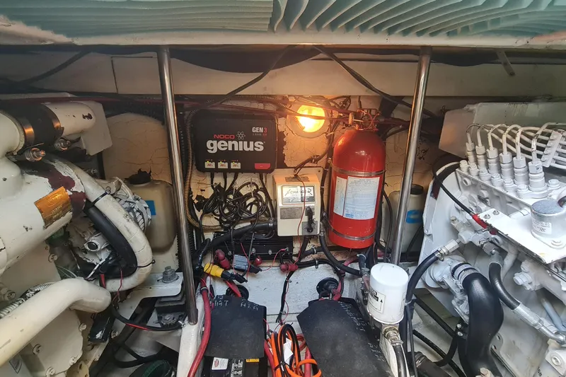  Yacht Photos Pics Engine room of a 1998 Formula 41 Performance Cruiser with NOCO Genius charger.