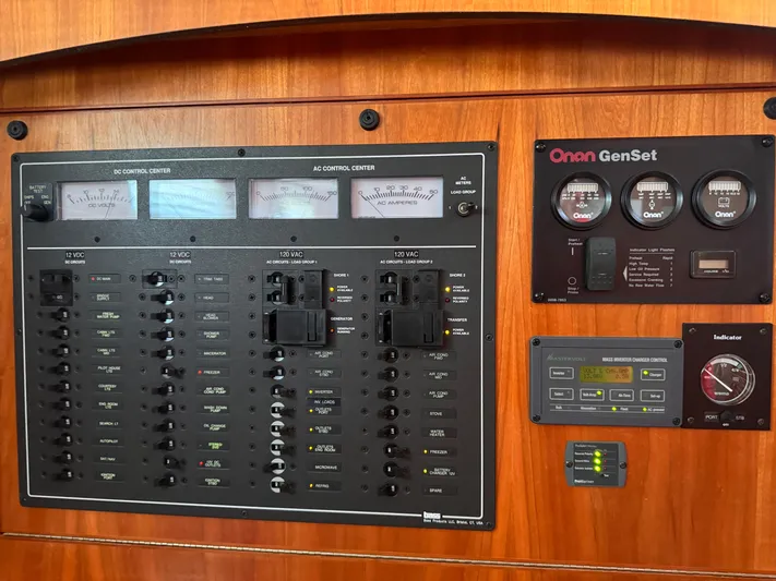  Yacht Photos Pics Electrical control panel on a 2005 Sabre 38 boat with Onan GenSet.