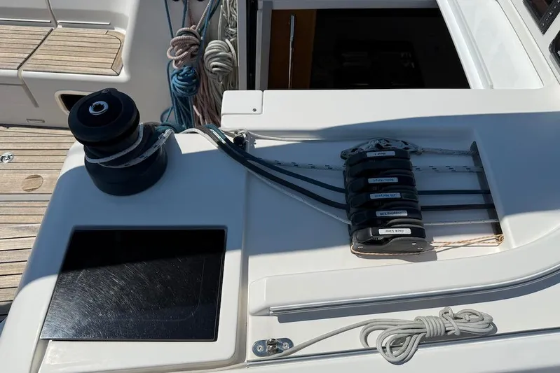 Spectre Yacht Photos Pics Deck of 2016 X-Yachts Xp38 sailboat with winch and rope clutches.