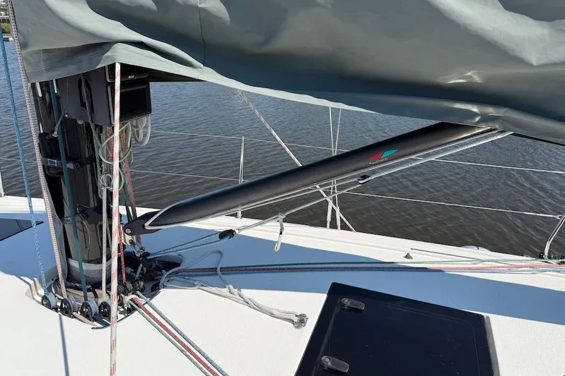 Spectre Yacht Photos Pics 2016 X-Yachts Xp38 sailboat deck with rigging and boom details.