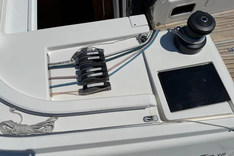 Spectre Yacht Photos Pics Deck of 2016 X-Yachts Xp38 sailboat with winch and rope clutches.