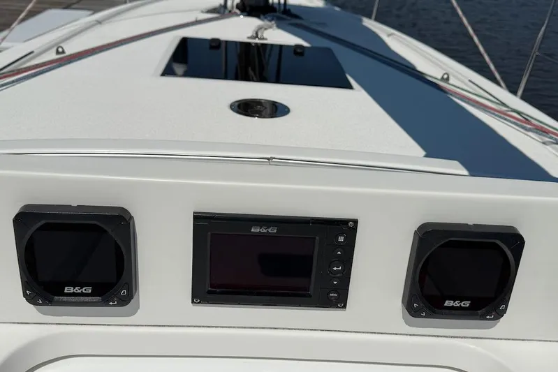 Spectre Yacht Photos Pics Control panel on 2016 X-Yachts Xp38 sailboat deck with B&G instruments.