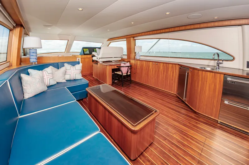 Privateer Yacht Photos Pics Luxurious interior of 2019 Jarrett Bay 67 Custom yacht.