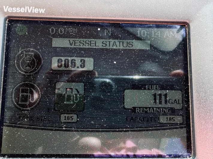 Someday Yacht Photos Pics VesselView display showing fuel status on 2012 Back Cove 34 boat.