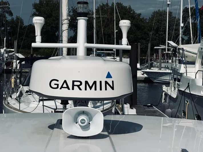 Someday Yacht Photos Pics Garmin radar on 2012 Back Cove 34 boat, docked in marina.