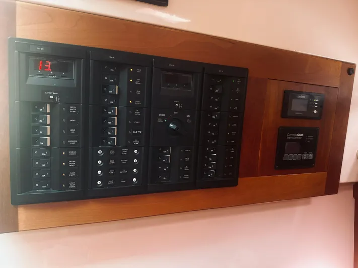 Someday Yacht Photos Pics Electrical control panel on a 2012 Back Cove 34 boat.