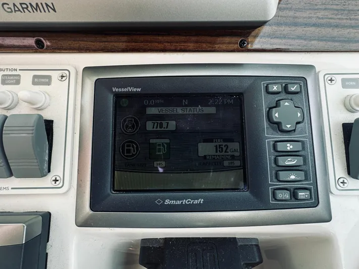 Someday Yacht Photos Pics SmartCraft VesselView display on 2012 Back Cove 34 boat dashboard.