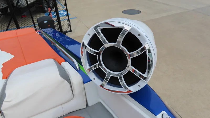  Yacht Photos Pics 2008 Formula 382 FASTech boat with large chrome speaker on deck.