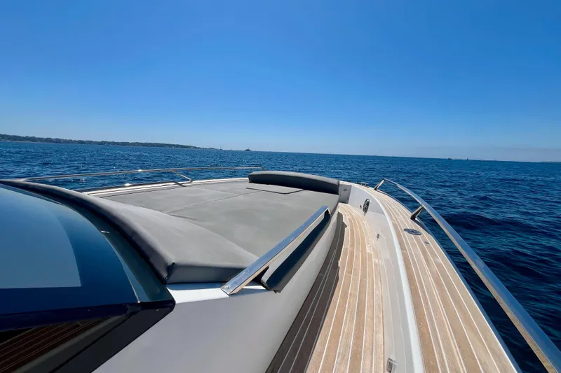 Blue Moon Yacht Photos Pics Luxury Fiart 43 yacht deck cruising on open sea, 2021 model.