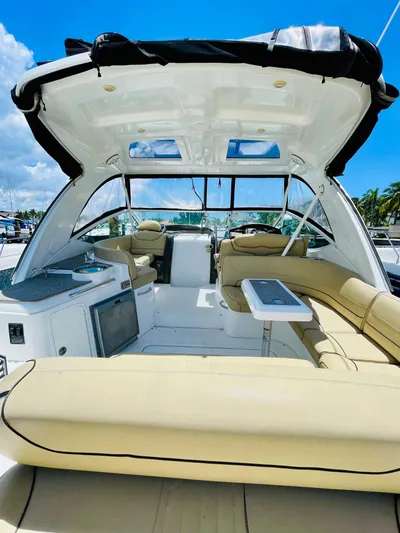 Seas The Day Yacht Photos Pics 2012 Cruisers 350 Express yacht with spacious seating and modern amenities.