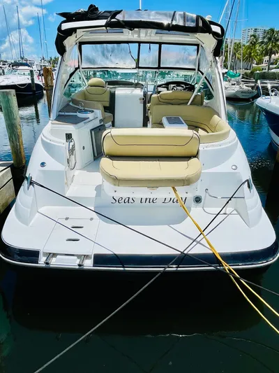 Seas The Day Yacht Photos Pics 2012 Cruisers 350 Express yacht docked at marina.