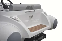 2023 AB Inflatables ABJET 290 boat, rear view with sleek design and wood accents.