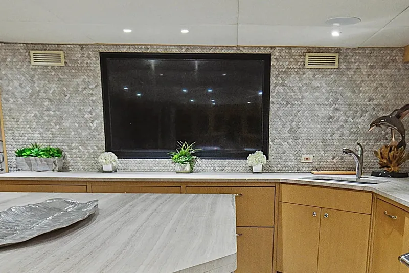 Savoir-faire Yacht Photos Pics Luxurious interior of 2002 Ocean Alexander 120 Megayacht with elegant decor and modern amenities.