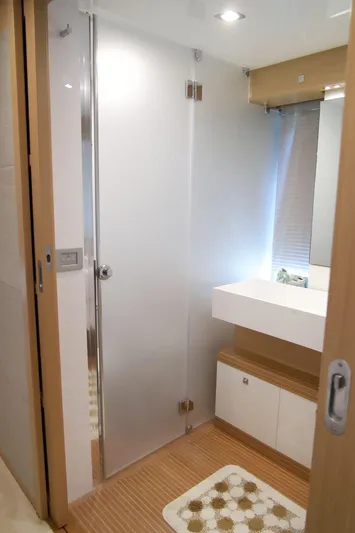 Antonina Yacht Photos Pics Modern bathroom interior on 2010 Ferretti Yachts 800, featuring sleek design and elegant fixtures.