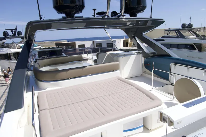 Antonina Yacht Photos Pics Luxurious 2010 Ferretti Yachts 800 with spacious sun deck and modern amenities.