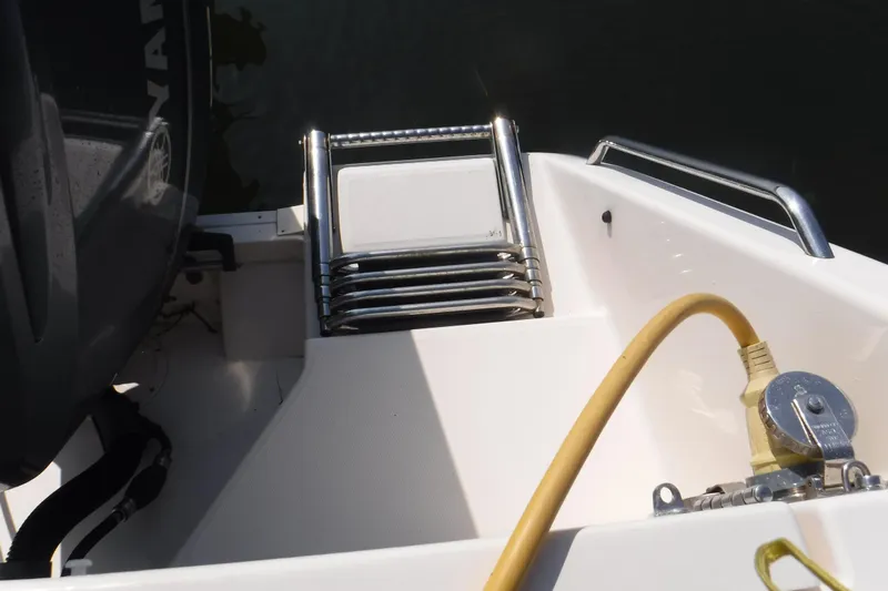  Yacht Photos Pics 2016 Grady White 355 Freedom boat stern with ladder and power connection.