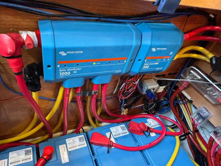  Yacht Photos Pics Electrical system of a 2017 Lagoon 450 F yacht with Victron Energy components.