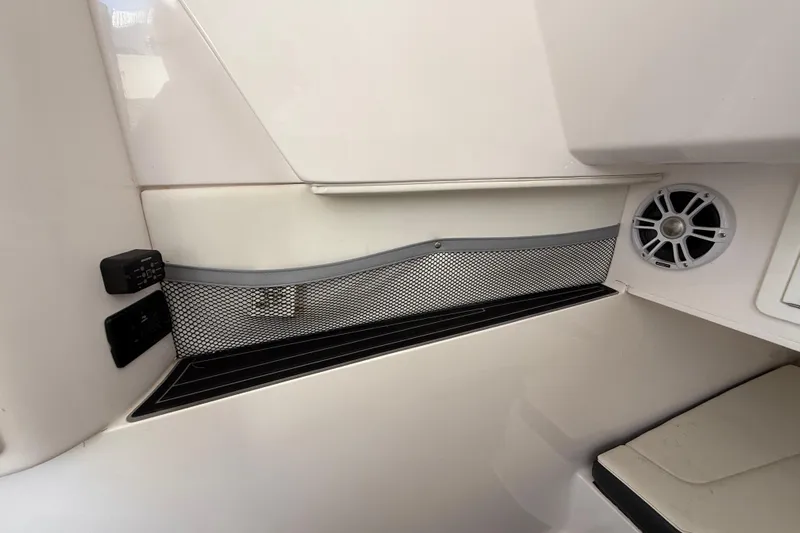  Yacht Photos Pics Interior of 2020 Streamline 45 boat with speaker and storage net.