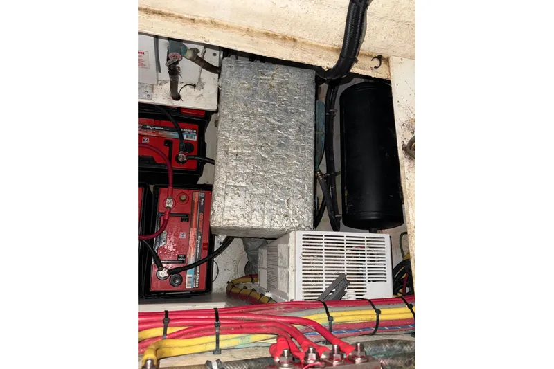  Yacht Photos Pics Electrical components and wiring inside a 2020 Streamline 45 boat.