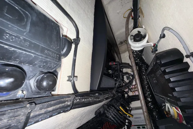  Yacht Photos Pics Electrical components and wiring inside a Streamline 45, 2020 model.