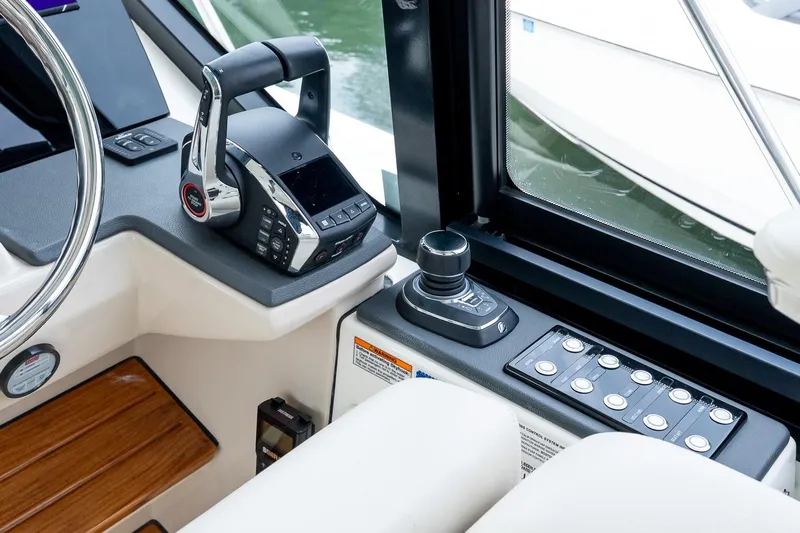  Yacht Photos Pics 2024 Boston Whaler 405 Conquest helm with advanced controls and joystick.