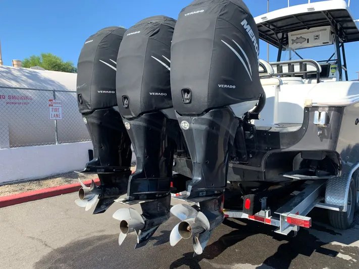 Shaka Yacht Photos Pics Triple Mercury Verado engines on a 2002 Fountain 38 CC Tournament Edition boat.