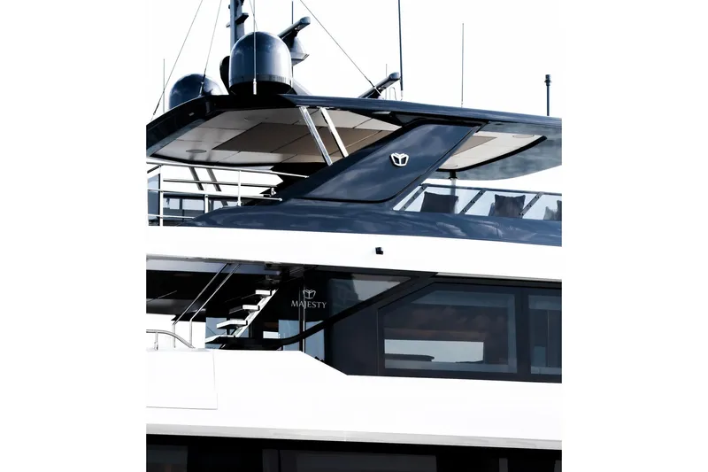  Yacht Photos Pics Luxury yacht Majesty 112 Terrace, 2027 model, featuring sleek modern design and advanced technology.