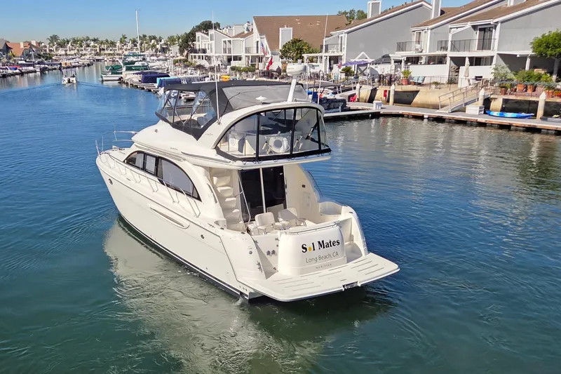 Soul Mates Yacht Photos Pics 2005 Meridian 411 Sedan yacht docked in a marina, Long Beach, CA.