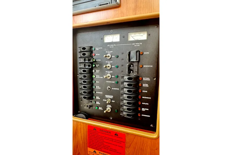  Yacht Photos Pics Electrical control panel on a 2008 Luhrs 31 Hard Top IPS boat.