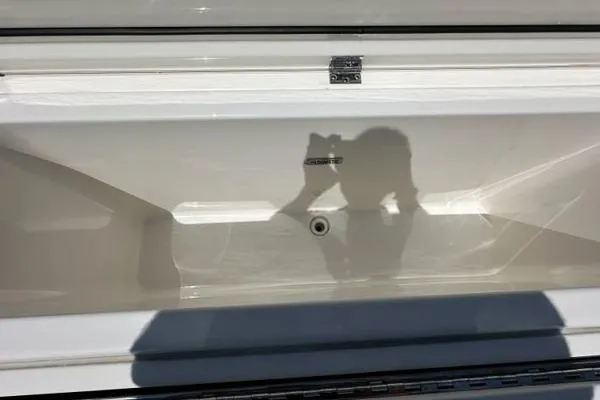 Blue Liner Yacht Photos Pics Open storage compartment on 2021 Pursuit S 428 Sport boat.